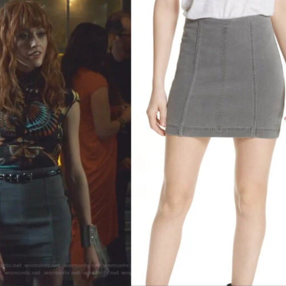 Free People Gray 'Modern Femme' Denim Mini Skirt ASO Clary Fray